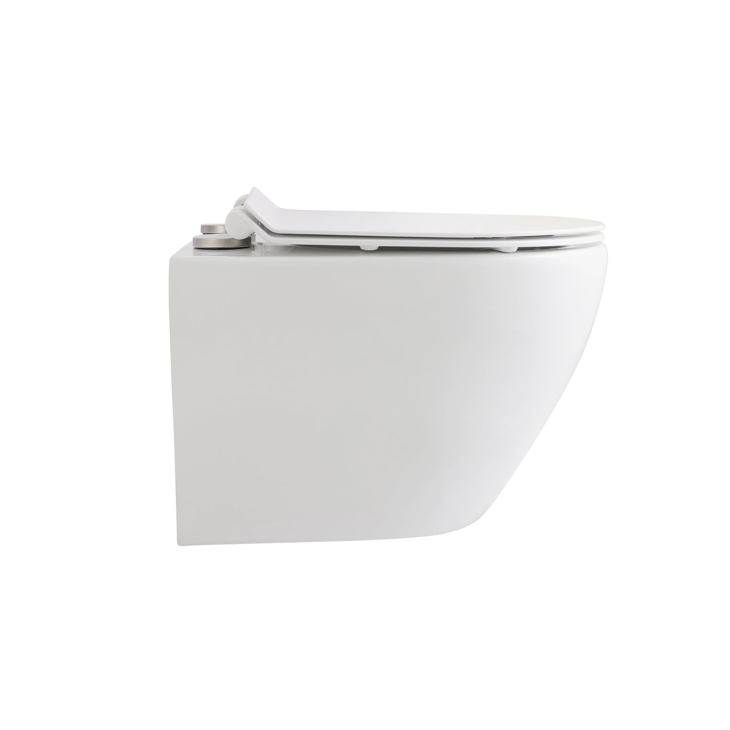 ALONI ECO HANGTOILET - RANDLOOS - MET ZITTING - DUROPLAST - SOFT CLOSE - QUICK RELEASE - COMPACT 49 CM - 36X36X49 CM - GLANZEND WIT