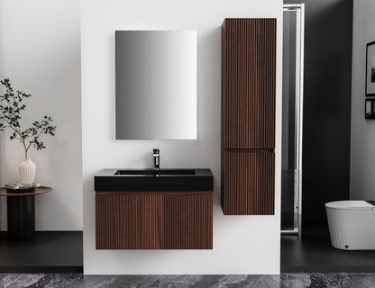Aloni Ela Wastafelonderkast 1 Lade Soft Close  (80x40x45cm) - Wenge - Luxurysanitair