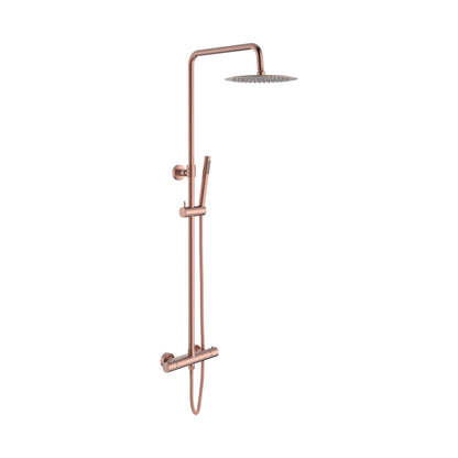 ALONI OPTIMA RONDO REGENDOUCHESET - THERMOSTATISCH - OPBOUW - COOL TOUCH - BELGAQUA - GEBORSTELD KOPER (PVD)