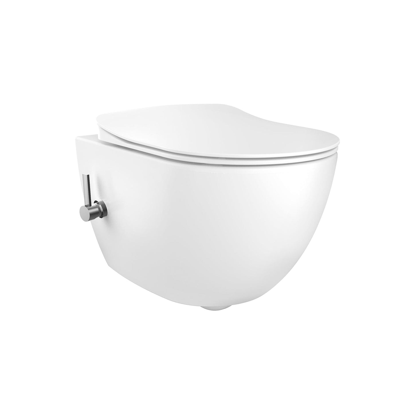 Design Rimoff Ophang WC Met RVS Sproeier (Bidet) + Koud Waterkraan - Wit - Luxurysanitair