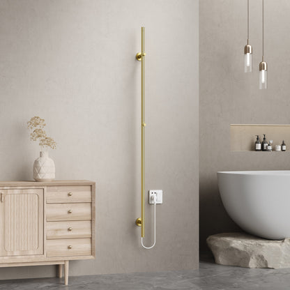 BELRAD ELEKTRISCHE STAAFHANDDOEKDROGER - ENKEL - MET DIGITALE, PROGRAMEERBARE THERMOSTAAT - 60W - Ø2,5CM - 150X6,3X12,7 CM - GEBORSTELD GOUD