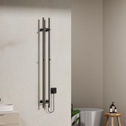 BELRAD ELEKTRISCHE STAAFHANDDOEKDROGER - DUBBEL - MET DIGITALE, PROGRAMEERBARE THERMOSTAAT - 120W - Ø2,5CM - 150X16,8X12,7 CM - GUNMETAL