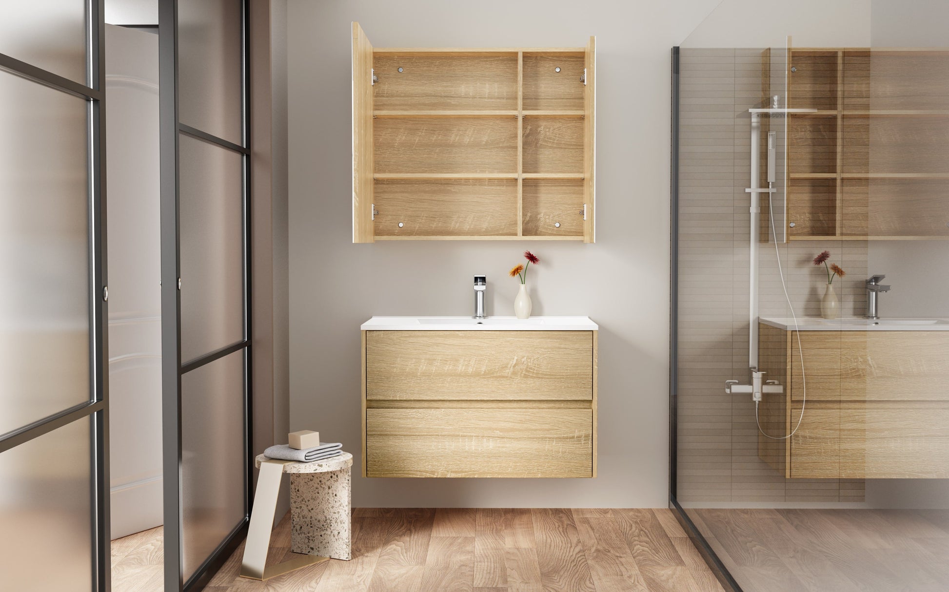 ALONI HAYAT WASTAFELONDERKAST - 2 LADES - SOFTCLOSE - GREEPLOOS - 79,5X50X45 CM - EIK