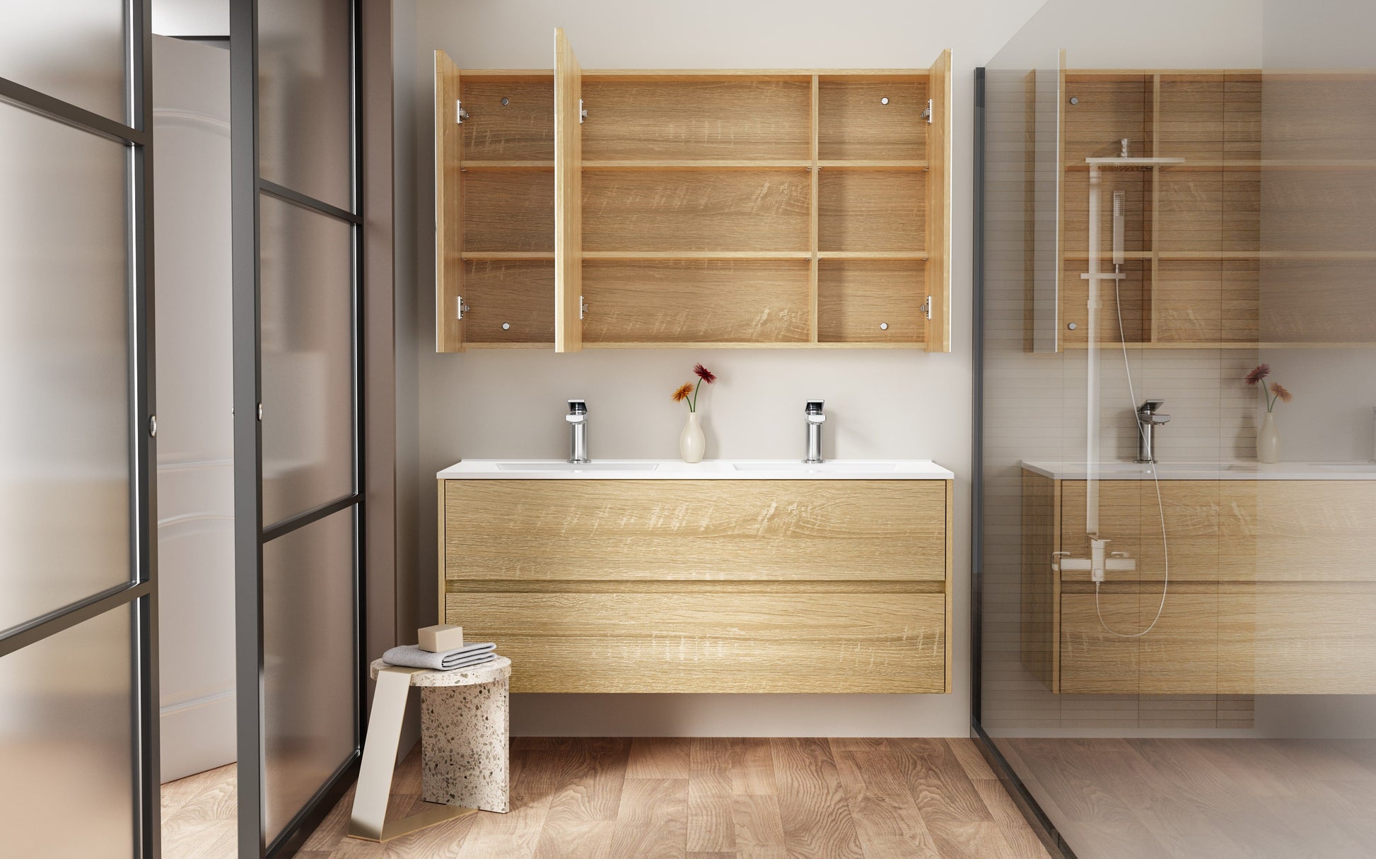 ALONI HAYAT WASTAFELONDERKAST - 2 LADES - SOFTCLOSE - GREEPLOOS - 119,5X50X45 CM - EIK
