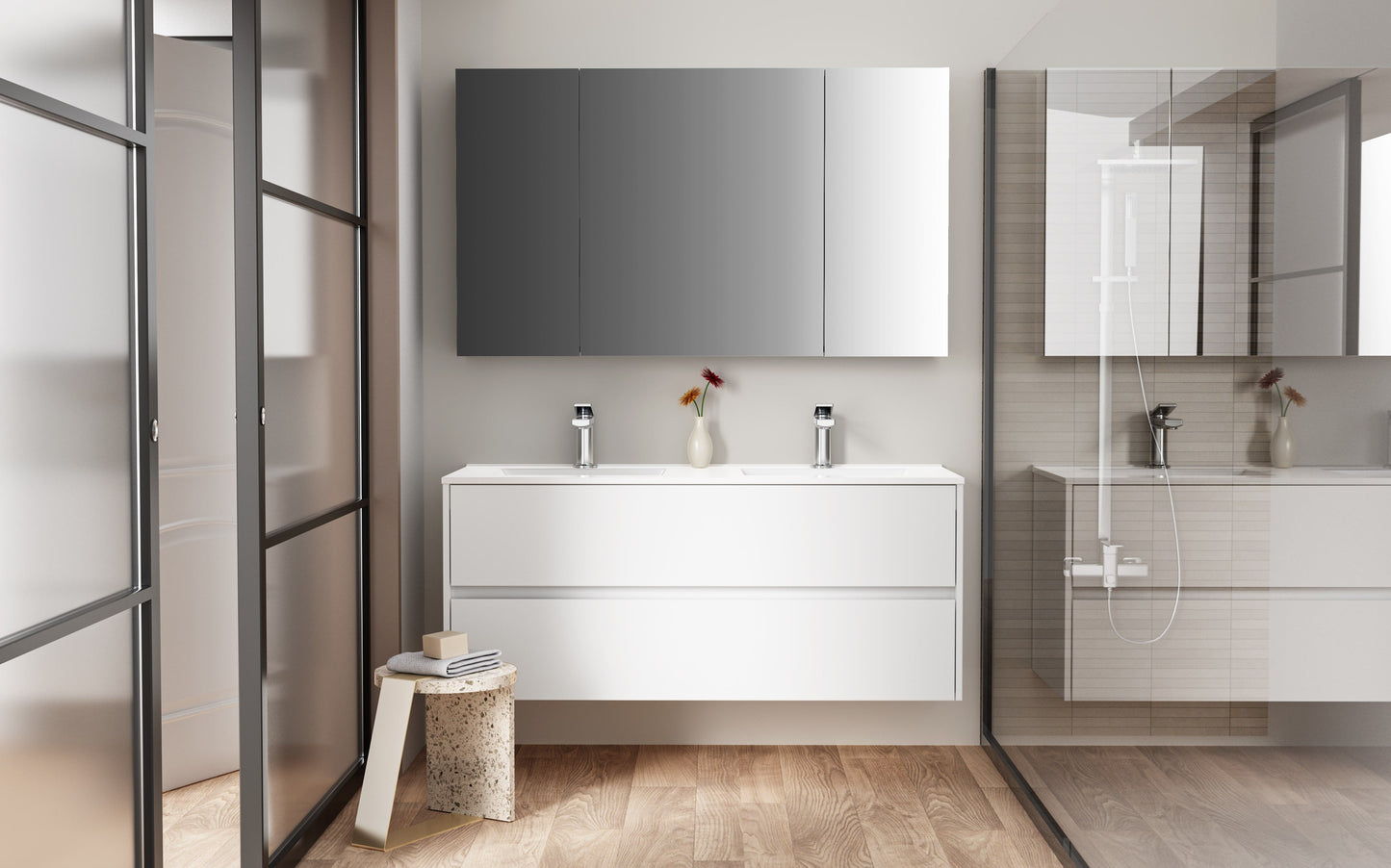 ALONI HAYAT WASTAFELONDERKAST - 2 LADES - SOFTCLOSE - GREEPLOOS - 119,5X50X45 CM - GLANZEND WIT