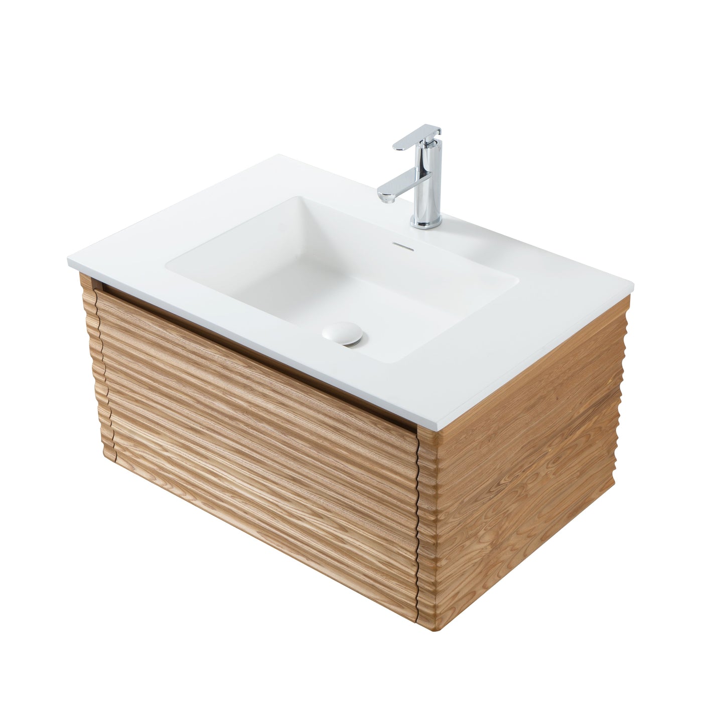 KAMELLIA WASTAFELONDERKAST - 1 LADE - GREEPLOOS - SOFT CLOSE – 79X40X52 CM - LICHT WALNOTEN