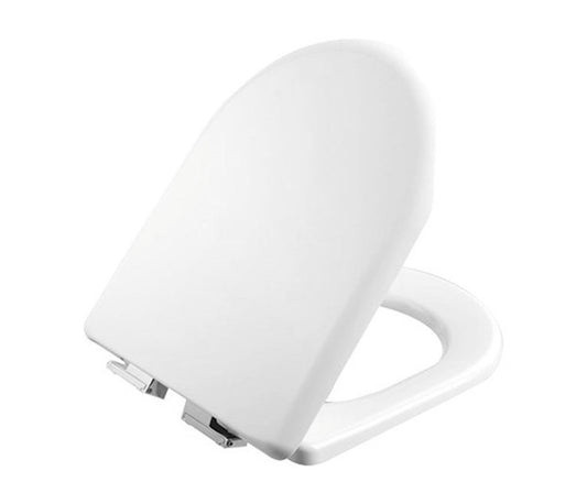 WC-ZITTING DUROPLAST, WIT INOX SCHARNIEREN, SOFTCLOSE