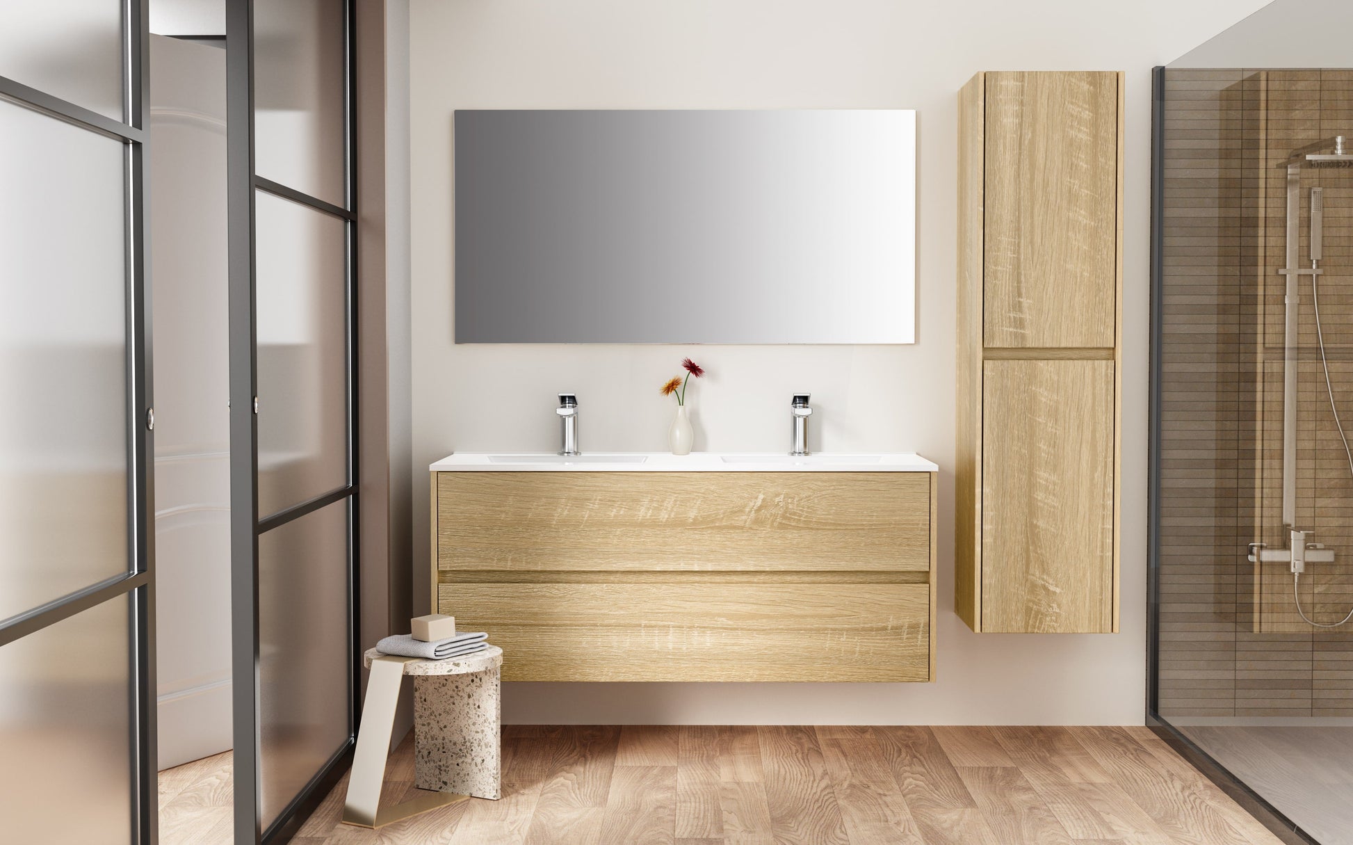 ALONI HAYAT WASTAFELONDERKAST - 2 LADES - SOFTCLOSE - GREEPLOOS - 119,5X50X45 CM - EIK