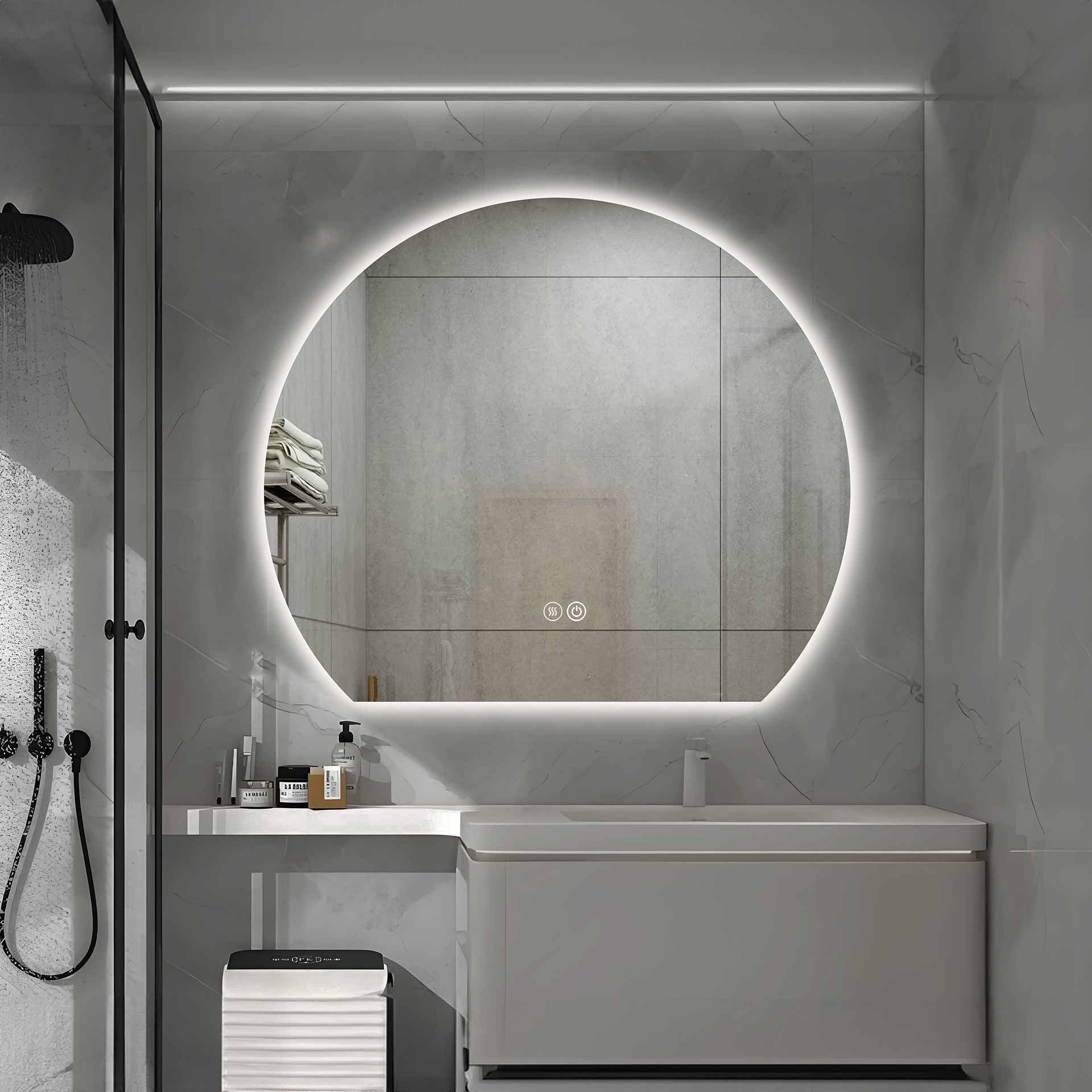 Aloni Zonsopkomst Spiegel Rond Kleurtemperatuur LED 3500-6500K - 120x100cm - Luxurysanitair