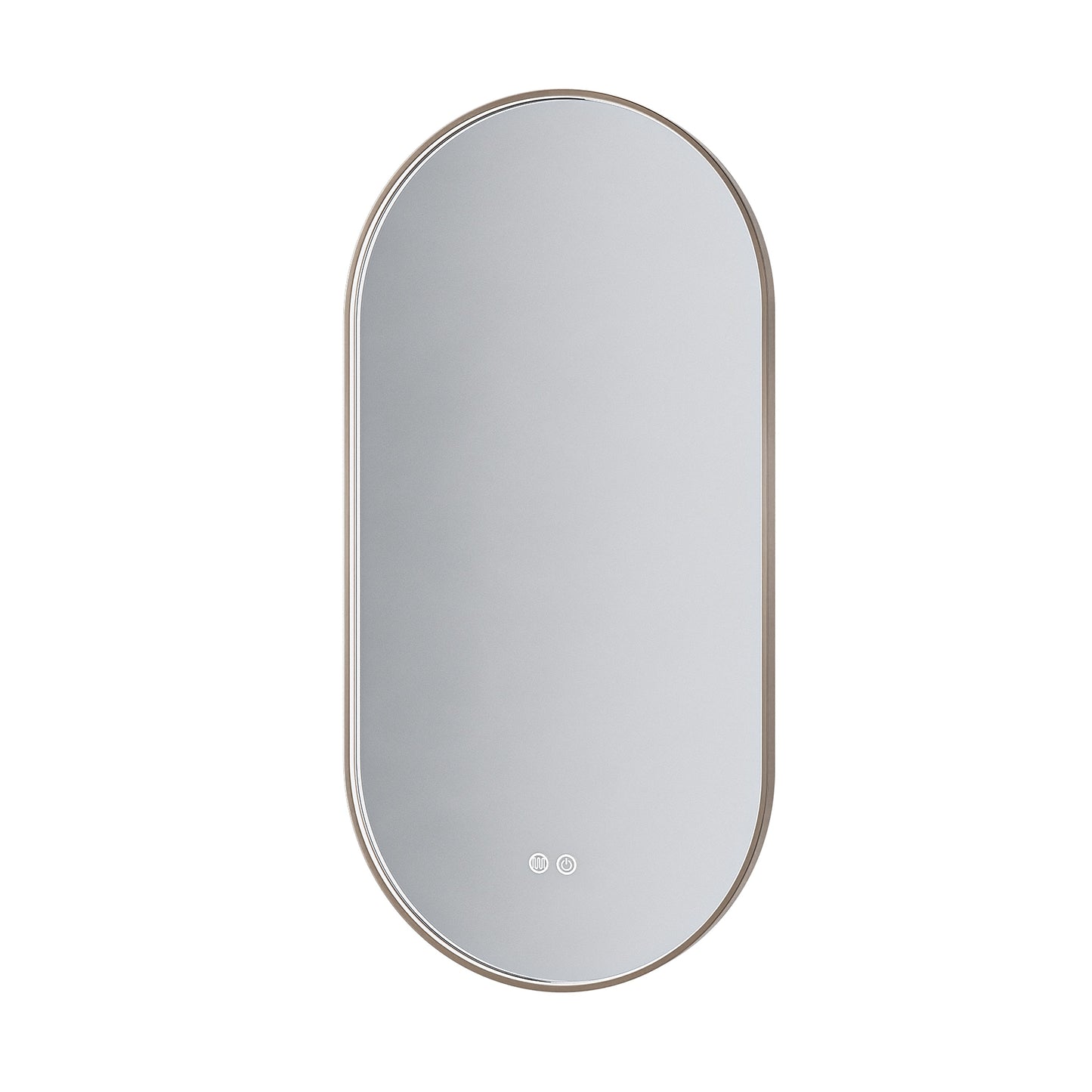 ALONI AVALO SPIEGEL - MET LED VERLICHTING - OVAAL - MET LIJST - ANTI-CONDENS - KLEURTEMPERATUUR LED 3000-6000K - DIMBAAR - 50X100CM - GEBORSTELD BRUIN BRONS