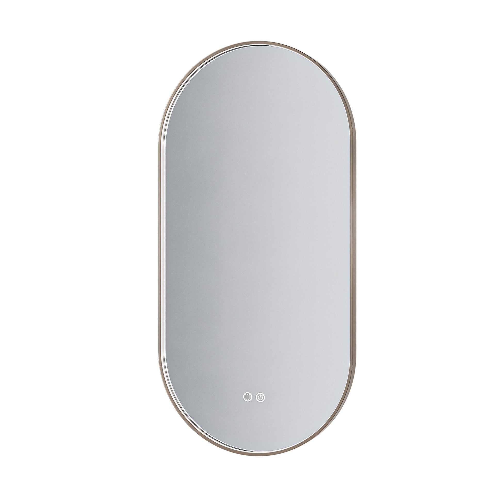 ALONI AVALO SPIEGEL - MET LED VERLICHTING - OVAAL - MET LIJST - ANTI-CONDENS - KLEURTEMPERATUUR LED 3000-6000K - DIMBAAR - 50X100CM - GEBORSTELD BRUIN BRONS