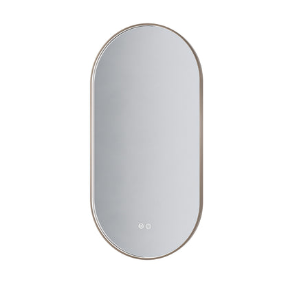 ALONI AVALO SPIEGEL - MET LED VERLICHTING - OVAAL - MET LIJST - ANTI-CONDENS - KLEURTEMPERATUUR LED 3000-6000K - DIMBAAR - 50X100CM - GEBORSTELD BRUIN BRONS