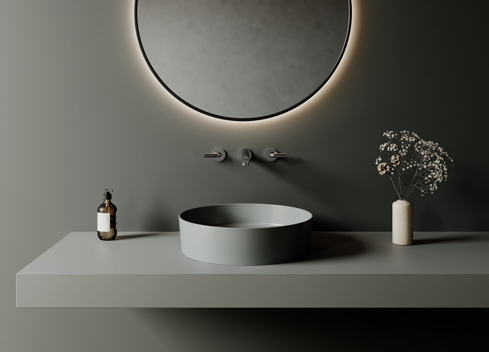 CREAVIT LOOP OPBOUW WASKOM (45CM) - KOEL GRIJS
