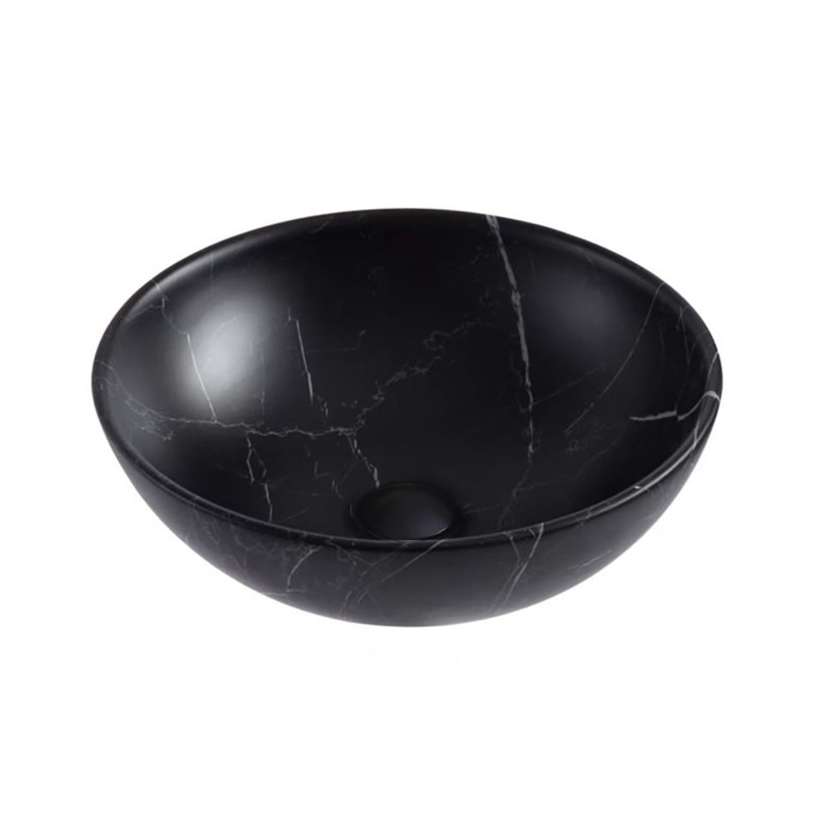 ALONI TIVRA WASKOM - OPBOUW - ZONDER OVERLOOP - ZONDER KRAANGAT - MET CLICK WASTE - KERAMIEK - 38X13X38 CM - ZWART MARMER