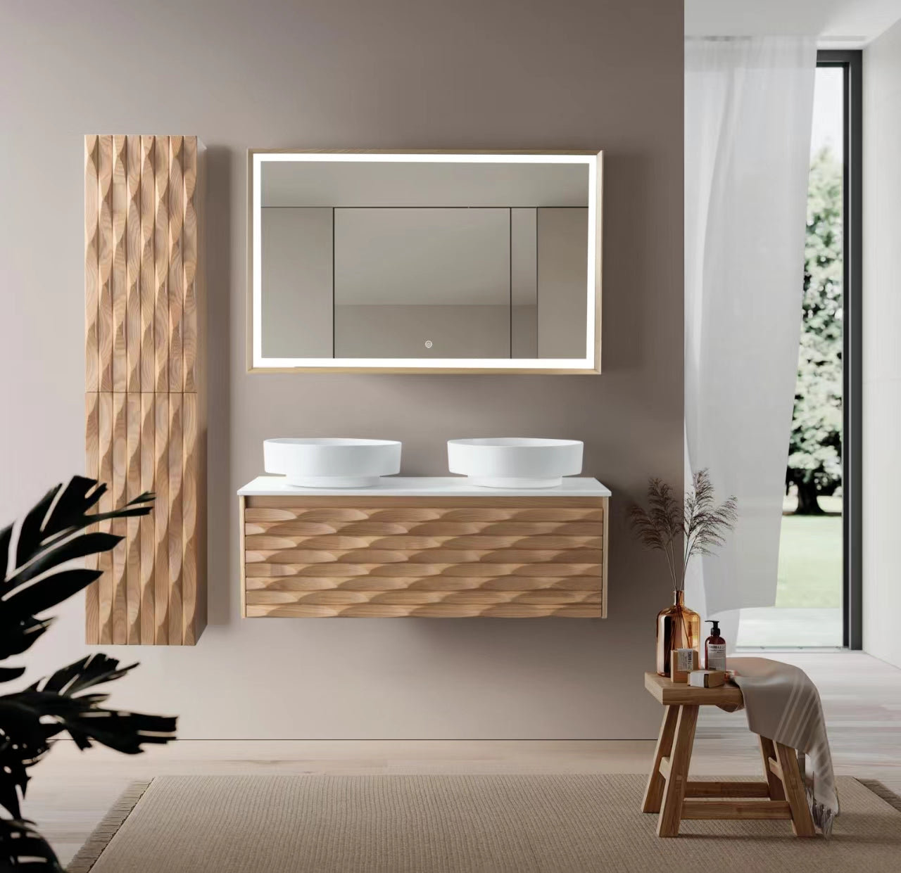 MAGNOLIA WASTAFELONDERKAST - 1 LADE - GREEPLOOS - SOFT CLOSE – 119X40X52 CM - LICHT EIKEN