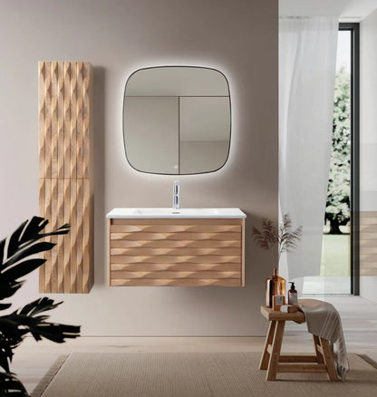 WONDA SQUARE SLIM WASTAFEL - 1 WASBAK - MET OVERLOOP - 1 KRAANGAT - KUNSTMARMER - 80X1,6X52,5 CM - MAT WIT