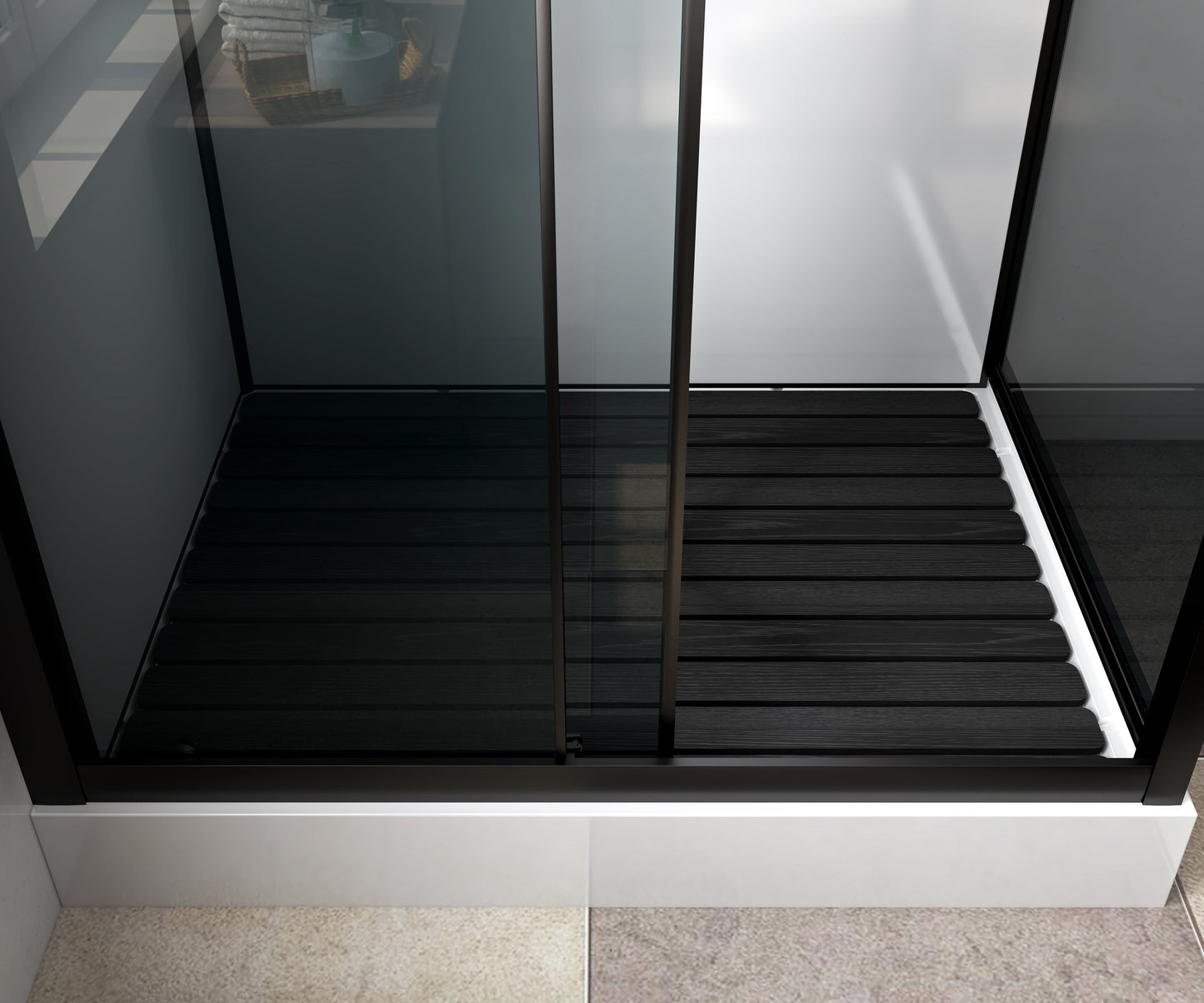 MARANI COMPLETE DOUCHECABINE MET SCHUIFDEUR - OMKEERBAAR - 110X225X80 CM - MAT ZWART - GRIJS ROOKGLAS