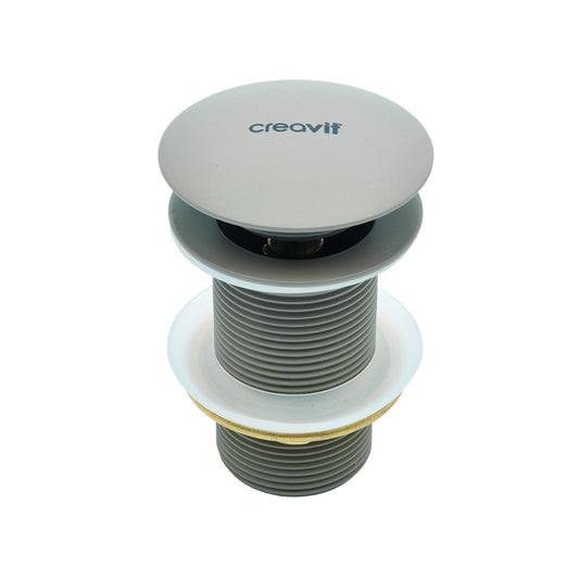 CREAVIT AFVOERPLUG - CLICK WASTE 5/4" - MET OVERLOOP - KOEL GRIJS