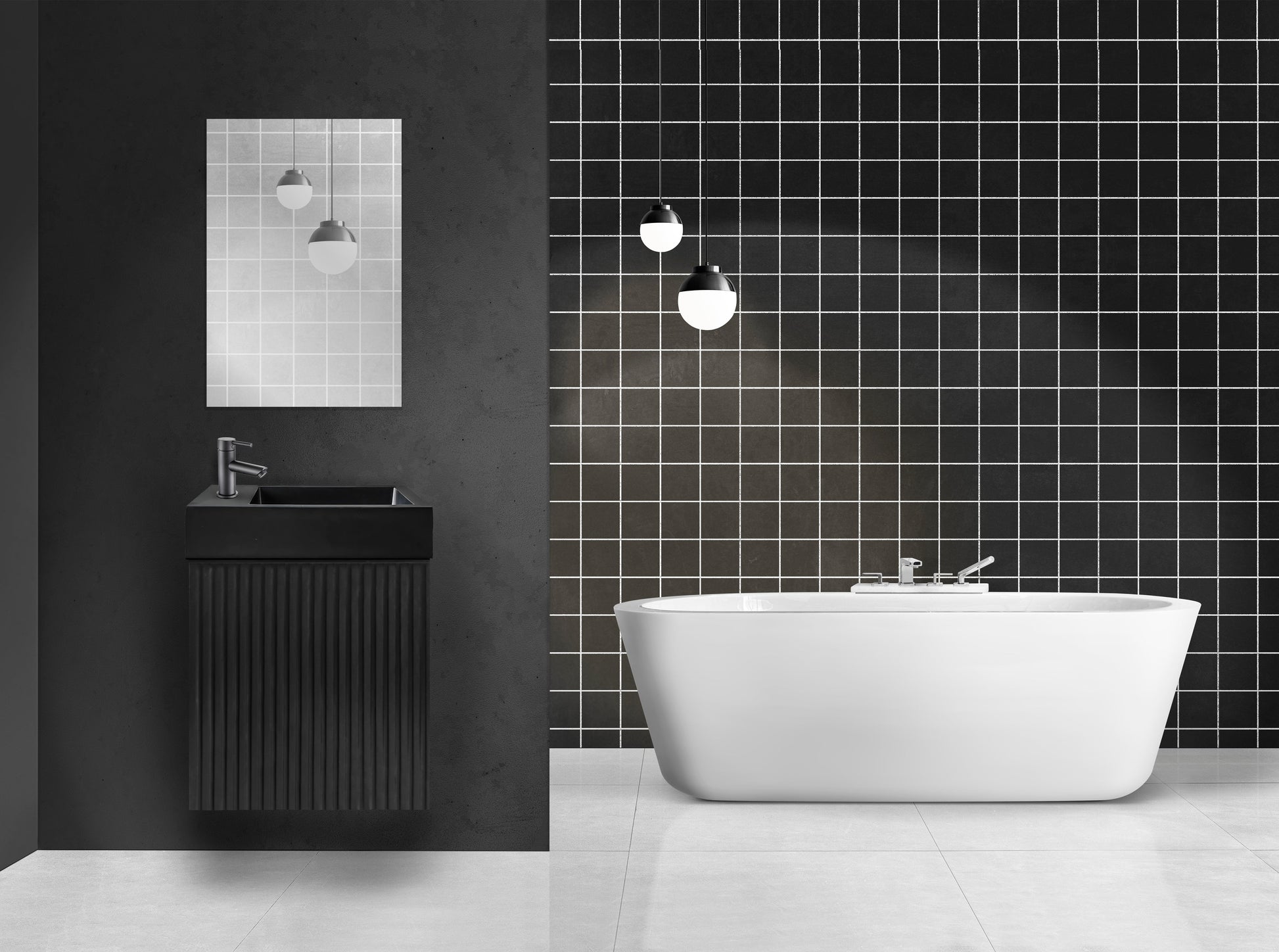 ALONI MIKARO TOILETSPIEGEL - MET LIJST - 40X60X1,9 CM - ZWART EIKEN