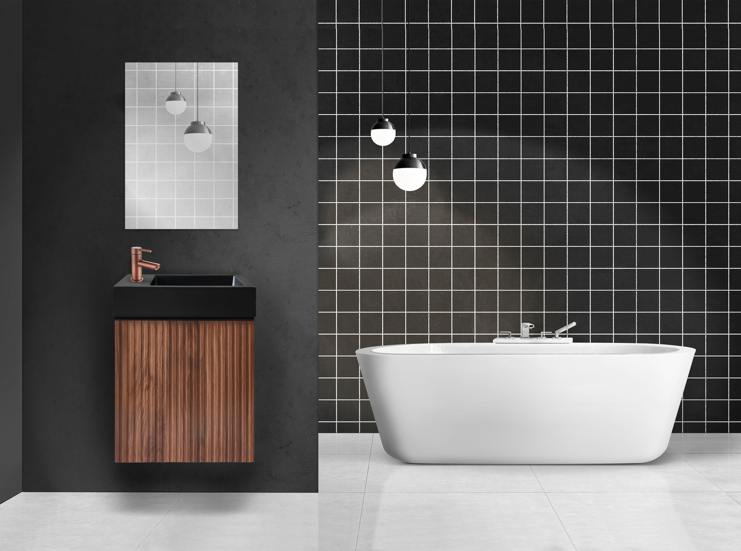 ALONI MIKARO TOILETMEUBELONDERKAST - 1 DEUR - OMKEERBAAR - MET GREEP - SOFT CLOSE - 40X50X22,3 CM - WALNOOT