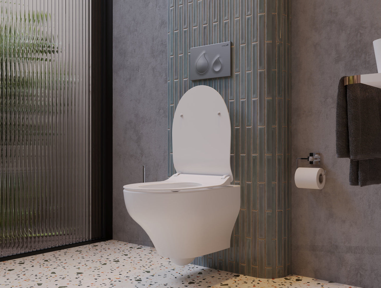 CREAVIT NESS HANGTOILET - TORNADO FLUSH - RANDLOOS - ZONDER ZITTING - GLANZEND WIT
