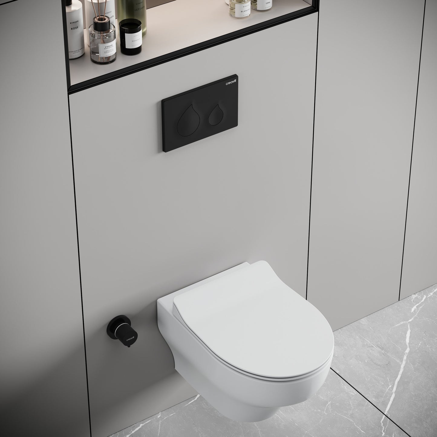 CREAVIT NESS HANGTOILET - TORNADO FLUSH - RANDLOOS - ZONDER ZITTING - GLANZEND WIT