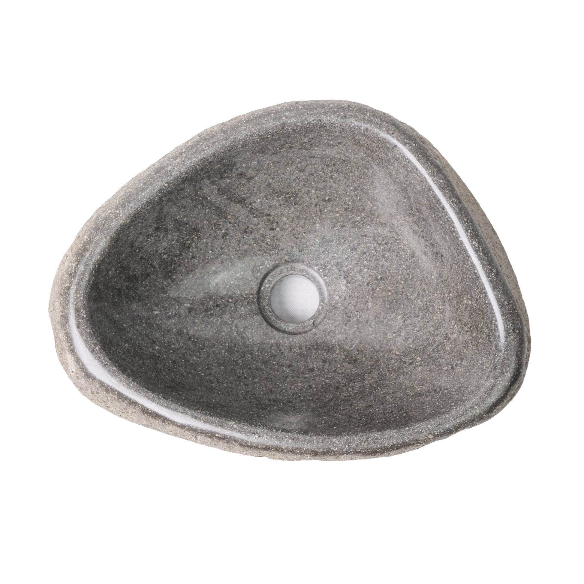 RONDE WASKOM VAN NATUURLIJKE RIVIERSTEEN DUNNE RAND - GRIJS 30-35X15X1,5CM