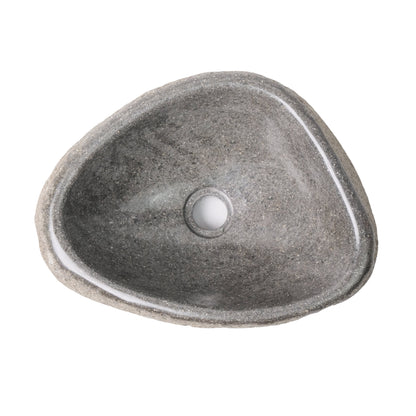 RONDE WASKOM VAN NATUURLIJKE RIVIERSTEEN DUNNE RAND - GRIJS 30-35X15X1,5CM