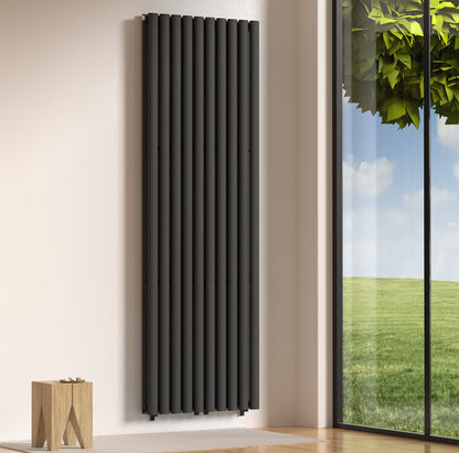 VERTI OVAAL RADIATOR - 1800X600 - DUBBEL - 2X10 ELEMENTEN - 2050W - MAT ZWART