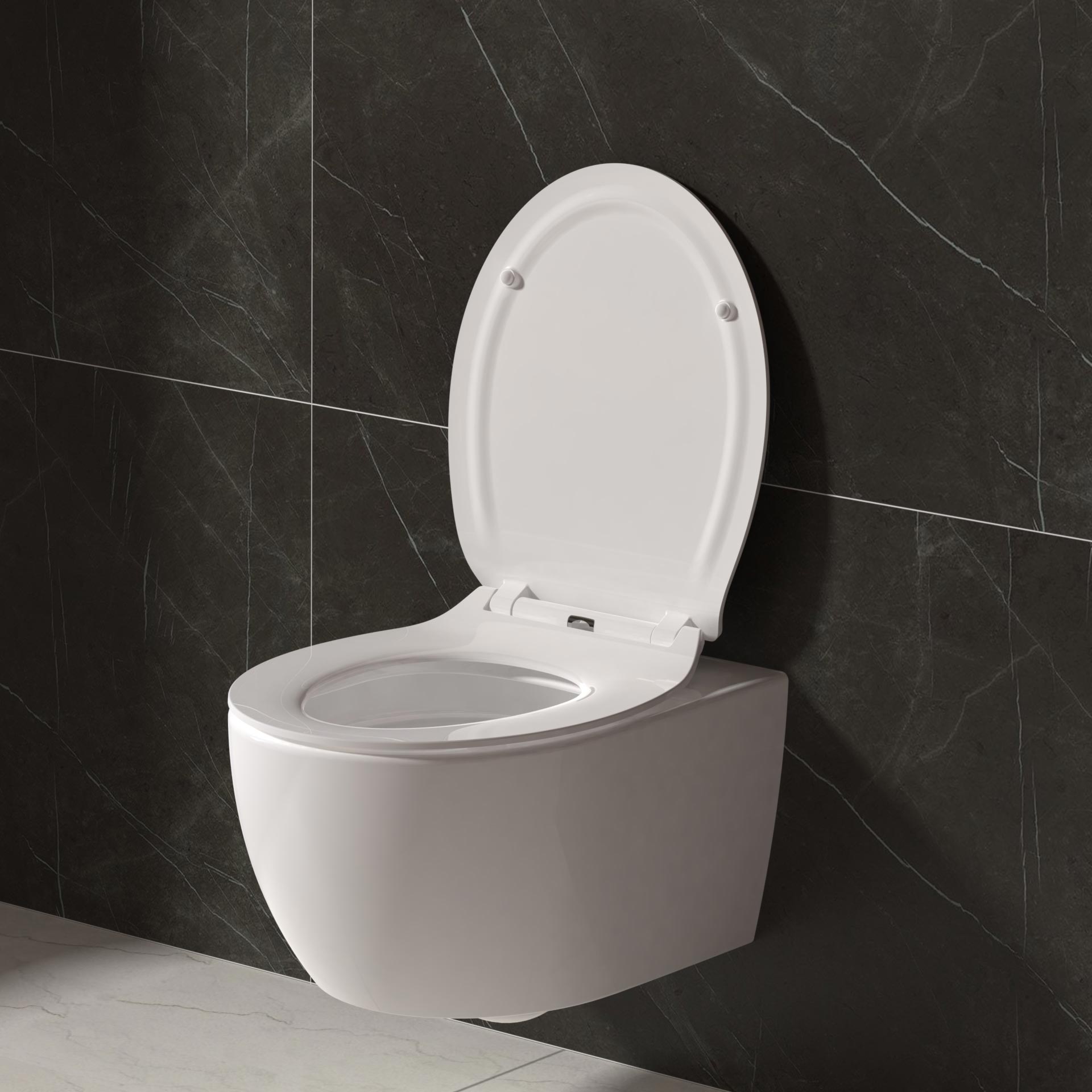 ALONI PREMIUM WC-ZITTING - SLIM DESIGN - SOFT CLOSE - QUICK RELEASE - TOPFIX - DUROPLAST - RVS SCHARNIEREN - GLANZEND WIT