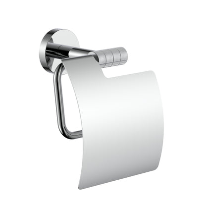 STRIA TOILETROLHOUDER MET KLEP - AFWERKING MET VERFIJNDE RIBBELSTRUCTUUR - CHROOM
