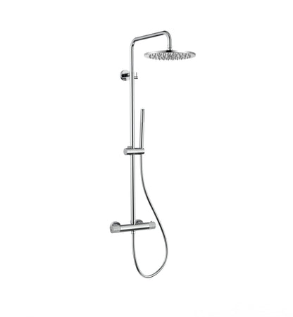 STRIA REGENDOUCHESET - THERMOSTATISCH - COOL TOUCH - HOOFDDOUCHE 30 CM - OPBOUW - KNOPPEN MET VERFIJNDE RIBBELSTRUCTUUR - CHROOM