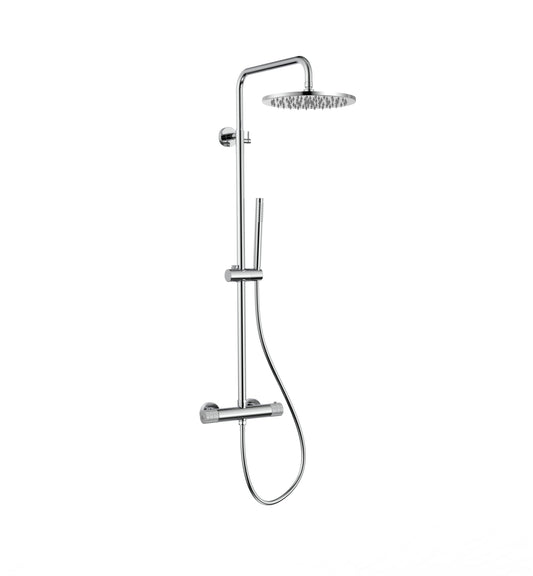STRIA REGENDOUCHESET - THERMOSTATISCH - COOL TOUCH - HOOFDDOUCHE 30 CM - OPBOUW - KNOPPEN MET VERFIJNDE RIBBELSTRUCTUUR - CHROOM