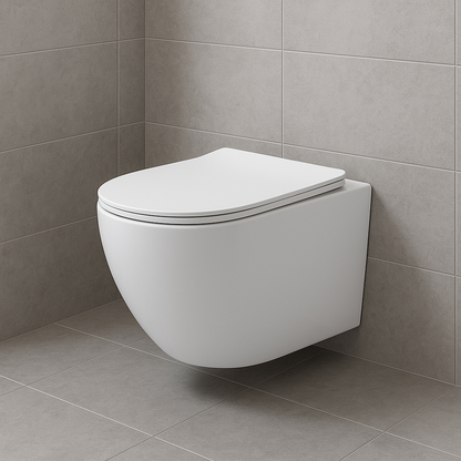 ALONI PRO HANGTOILET - TORNADO FLUSH - RANDLOOS - MET ZITTING - DUROPLAST - SOFT CLOSE - QUICK RELEASE - COMPACT 49 CM - 36X32X49 CM - GLANZEND WIT