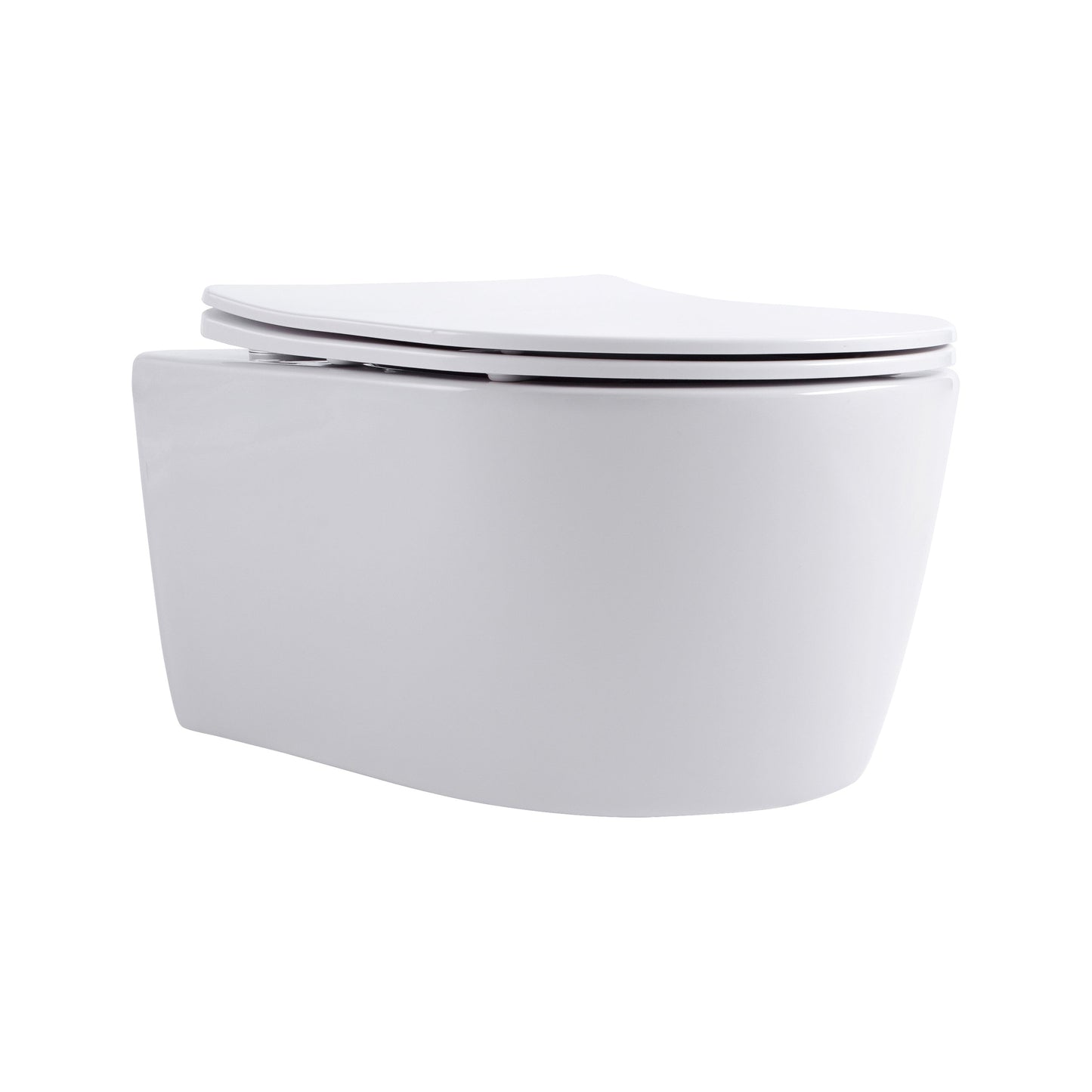 ALONI PRO HANGTOILET - RANDLOOS - MET ZITTING - DUROPLAST - SOFT CLOSE - QUICK RELEASE - COMPACT 49 CM - 36X25X49 CM - GLANZEND WIT