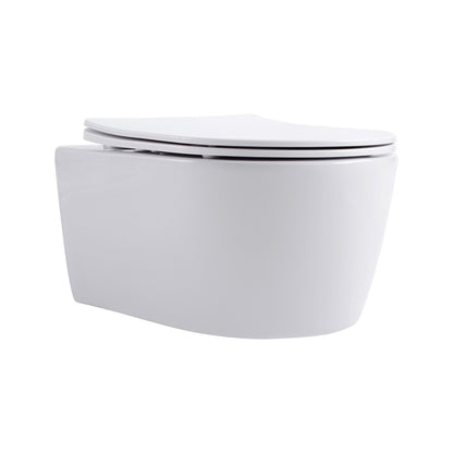 ALONI PRO HANGTOILET - RANDLOOS - MET ZITTING - DUROPLAST - SOFT CLOSE - QUICK RELEASE - COMPACT 49 CM - 36X25X49 CM - GLANZEND WIT