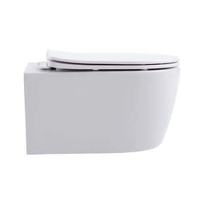 ALONI PRO HANGTOILET - RANDLOOS - MET ZITTING - DUROPLAST - SOFT CLOSE - QUICK RELEASE - COMPACT 49 CM - 36X25X49 CM - GLANZEND WIT