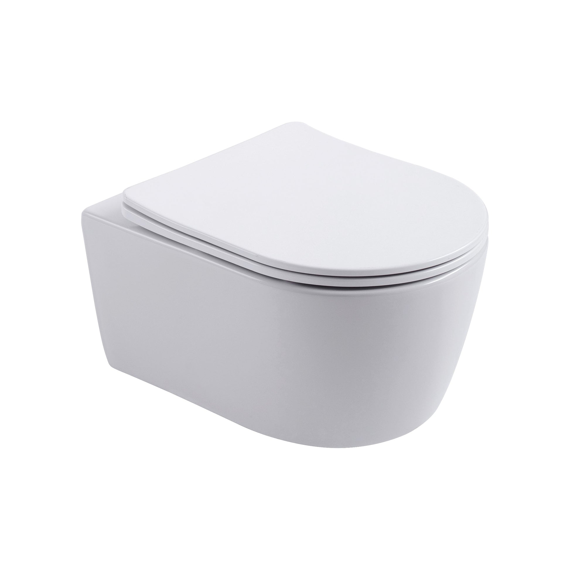ALONI PRO HANGTOILET - RANDLOOS - MET ZITTING - DUROPLAST - SOFT CLOSE - QUICK RELEASE - COMPACT 49 CM - 36X25X49 CM - GLANZEND WIT