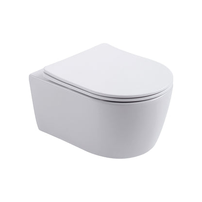 ALONI PRO HANGTOILET - RANDLOOS - MET ZITTING - DUROPLAST - SOFT CLOSE - QUICK RELEASE - COMPACT 49 CM - 36X25X49 CM - GLANZEND WIT