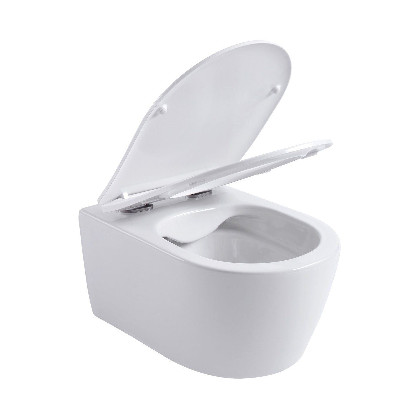 ALONI PRO HANGTOILET - RANDLOOS - MET ZITTING - DUROPLAST - SOFT CLOSE - QUICK RELEASE - COMPACT 49 CM - 36X25X49 CM - GLANZEND WIT