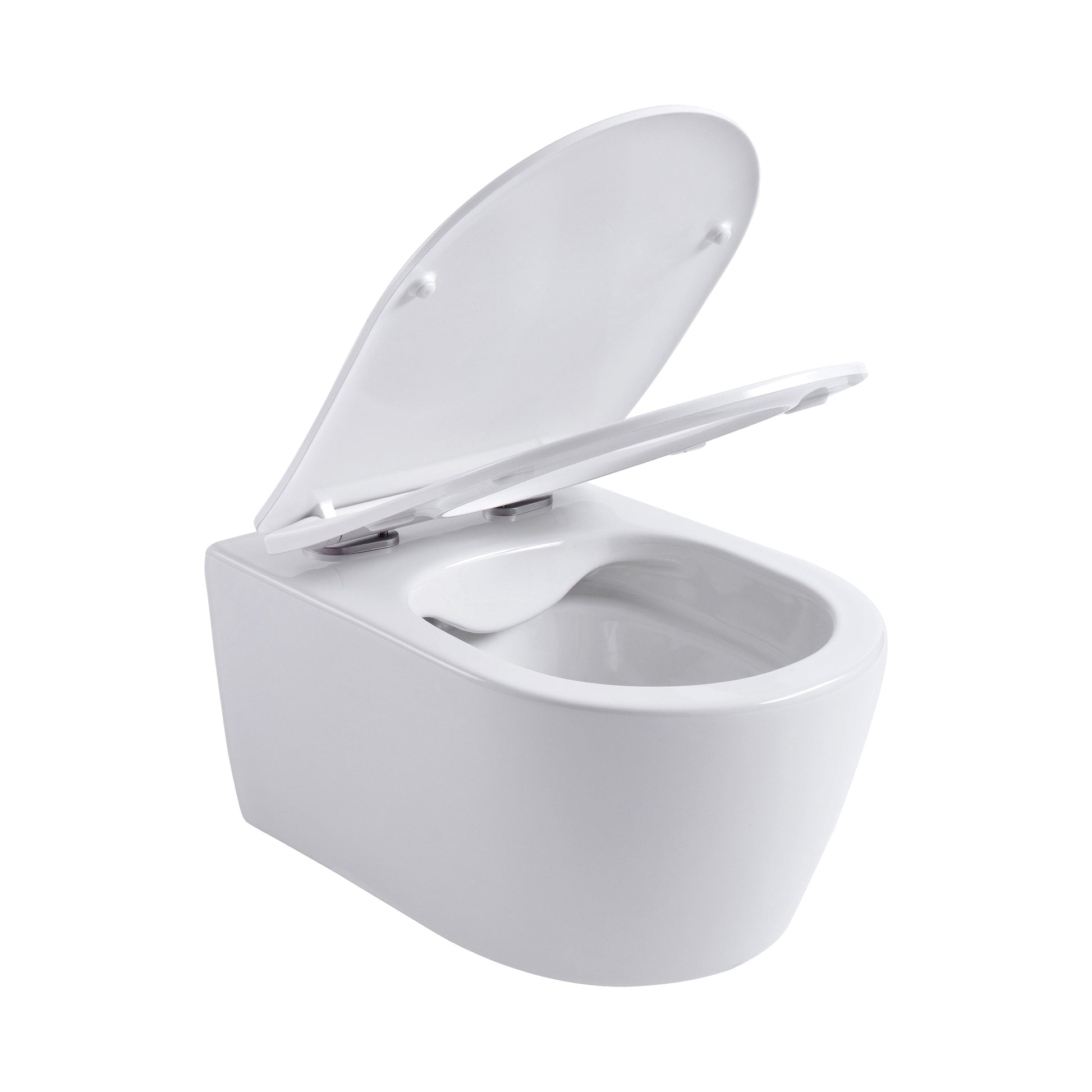 ALONI PRO HANGTOILET - RANDLOOS - MET ZITTING - DUROPLAST - SOFT CLOSE - QUICK RELEASE - COMPACT 49 CM - 36X25X49 CM - GLANZEND WIT
