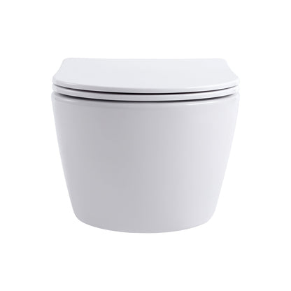 ALONI PRO HANGTOILET - RANDLOOS - MET ZITTING - DUROPLAST - SOFT CLOSE - QUICK RELEASE - COMPACT 49 CM - 36X25X49 CM - GLANZEND WIT