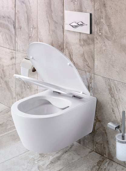 ALONI PRO HANGTOILET - RANDLOOS - MET ZITTING - DUROPLAST - SOFT CLOSE - QUICK RELEASE - COMPACT 49 CM - 36X25X49 CM - GLANZEND WIT