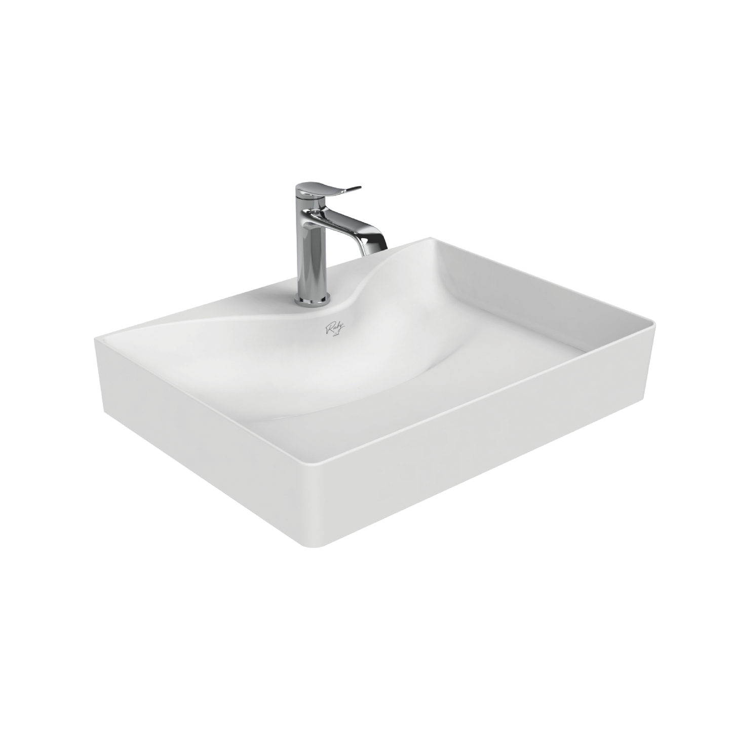CREAVIT RUBY RB064 WASTAFEL - OPBOUW - KERAMIEK - ZONDER OVERLOOP - MET KRAANGAT - 60,5X11X45,5 CM - GLANZEND WIT