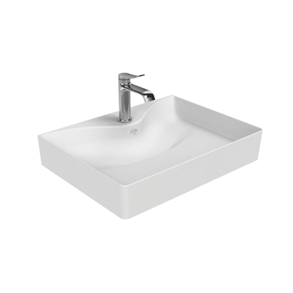 CREAVIT RUBY RB064 WASTAFEL - OPBOUW - KERAMIEK - ZONDER OVERLOOP - MET KRAANGAT - 60,5X11X45,5 CM - GLANZEND WIT