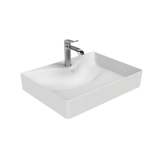 CREAVIT RUBY RB064 WASTAFEL - OPBOUW - KERAMIEK - ZONDER OVERLOOP - MET KRAANGAT - 60,5X11X45,5 CM - GLANZEND WIT