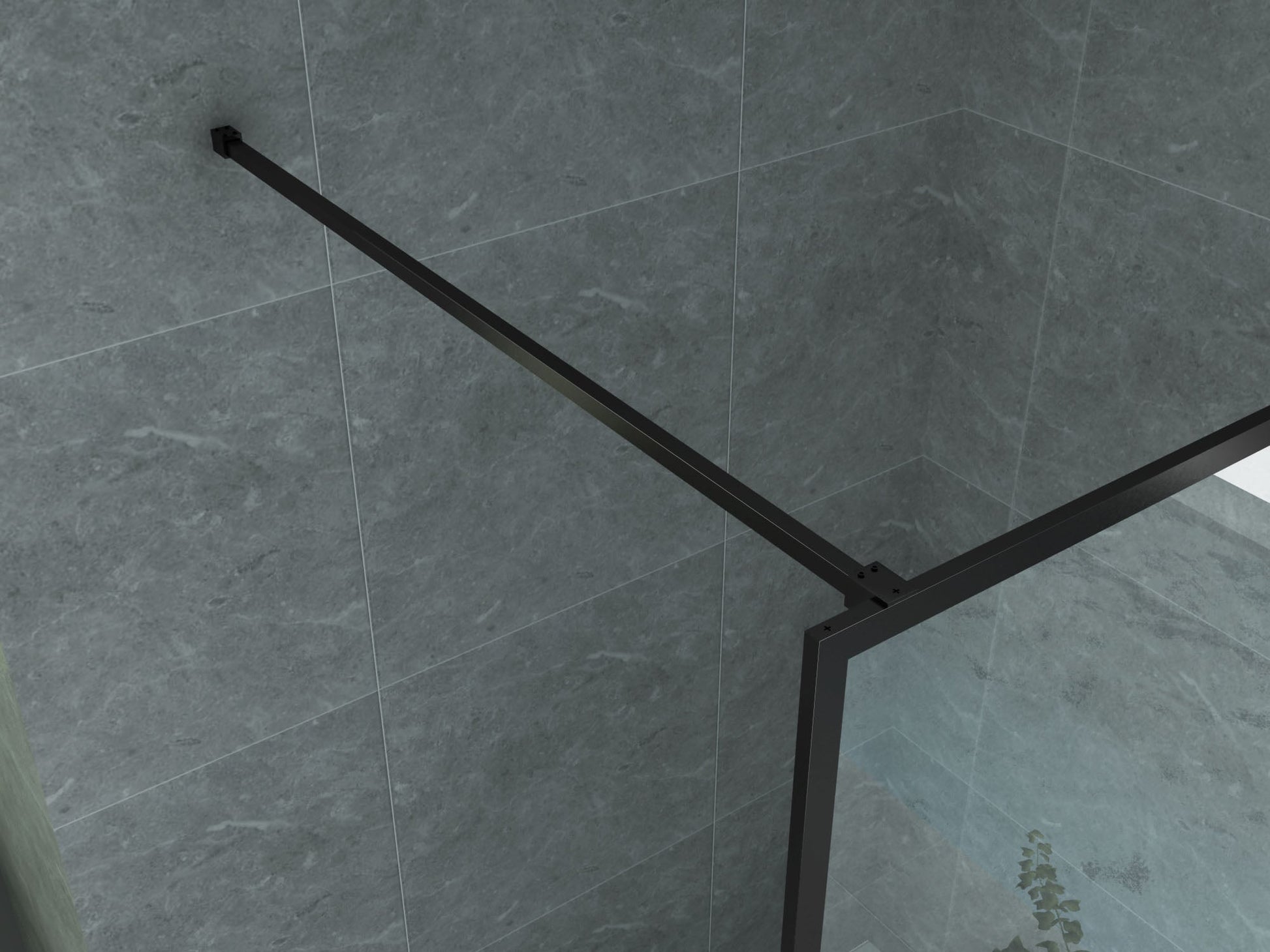 ALONI INLOOPDOUCHE MET KADER - 1000 X 2000MM - MAT ZWART - HELDER GLAS