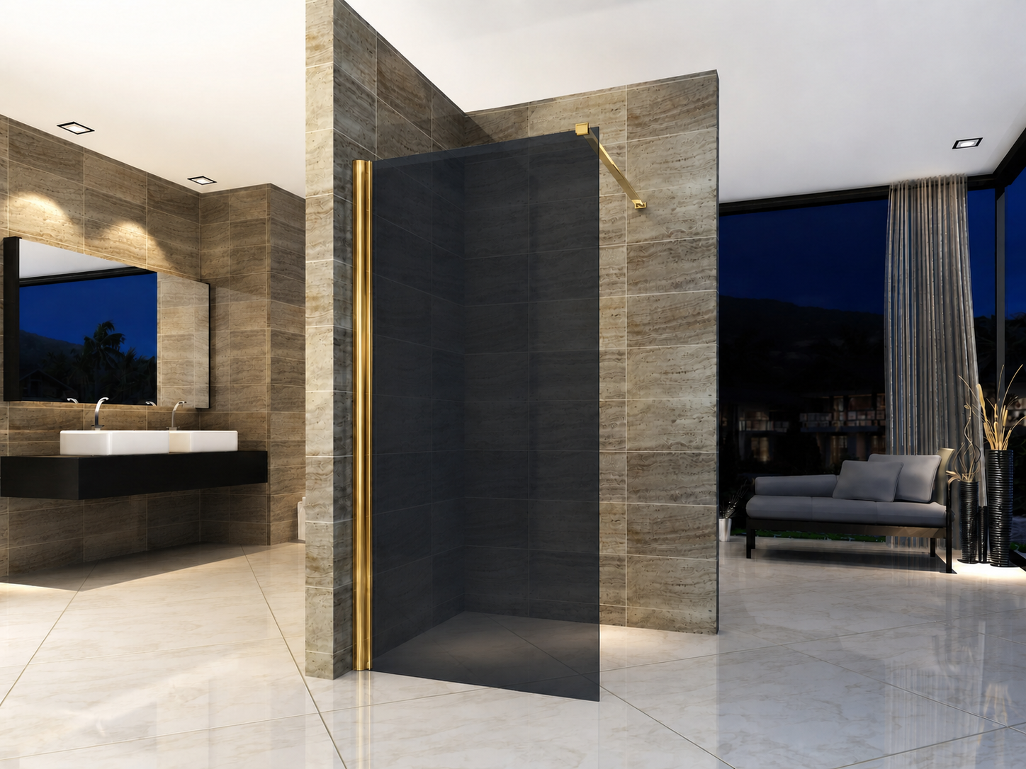 Douchewand Inloopdouche rook glas 160 x 200