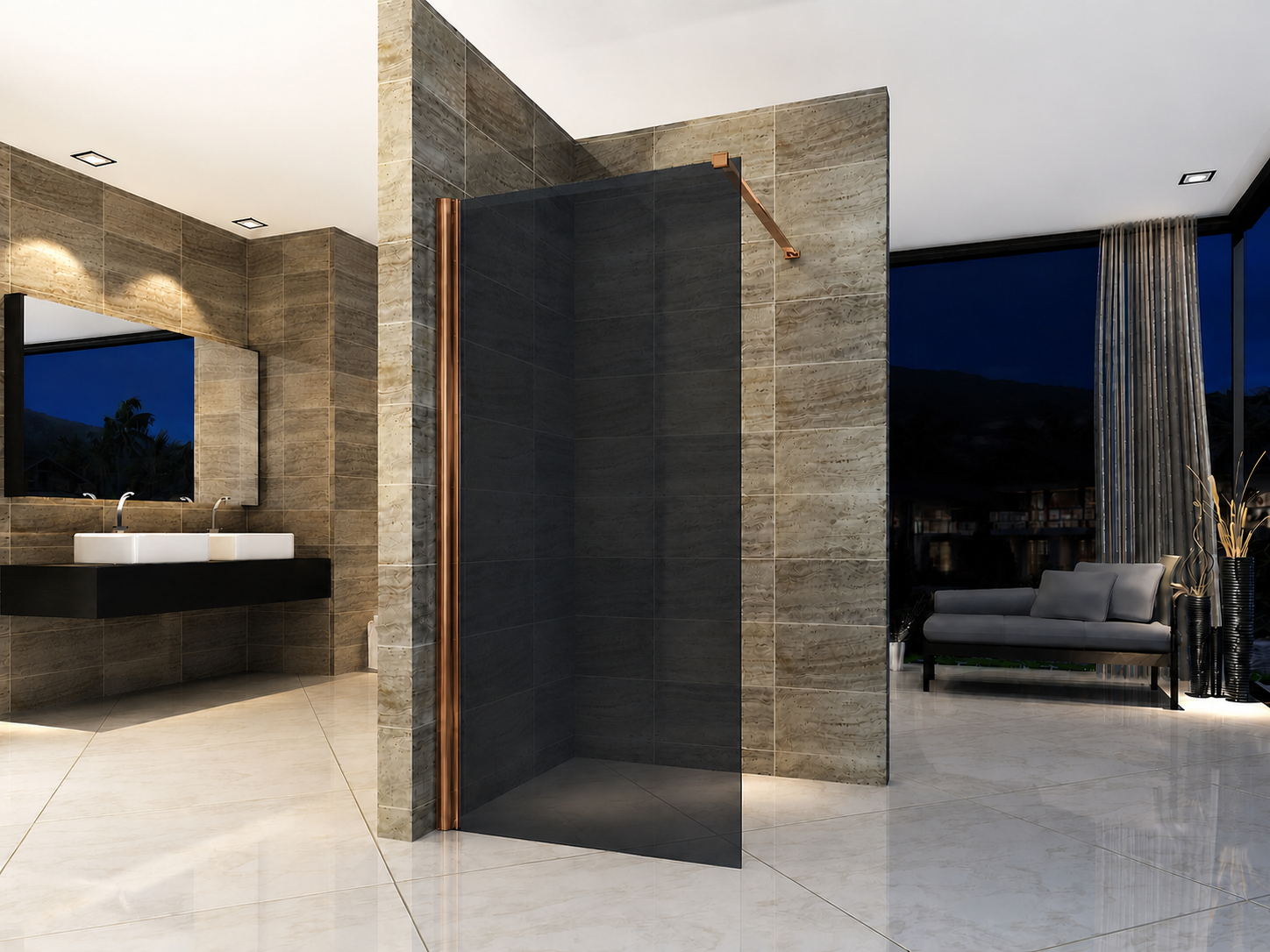 Douchewand Inloopdouche rook glas 160 x 200