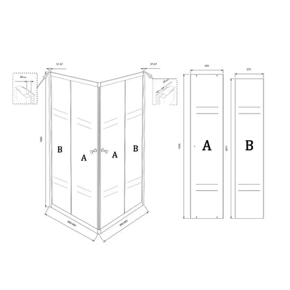 Douchecabine 90 x 90 x 190 cm - Zwart - Douchewand met Schuifdeur - Luxurysanitair